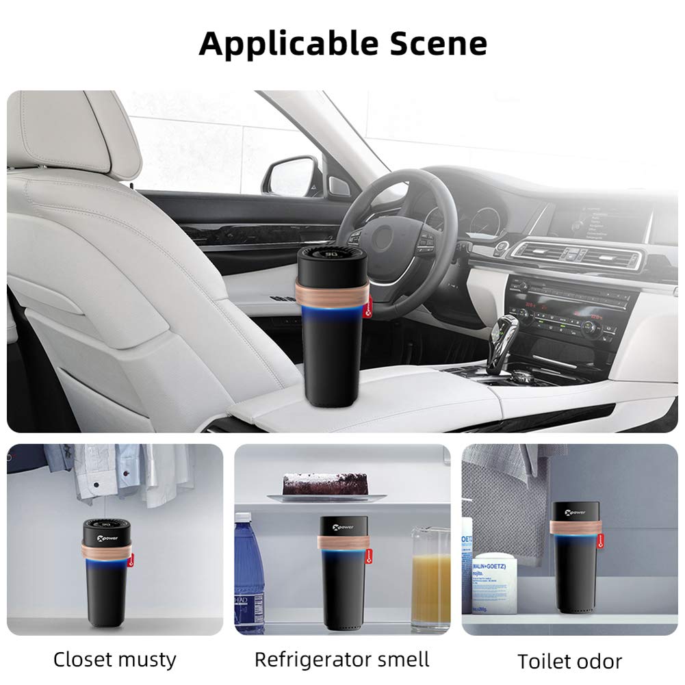 Coche purificador de aire Generador de ozono O3 12V Esterilizador de coches Desodorante Elimina alérgicas olores, polvo, humo
