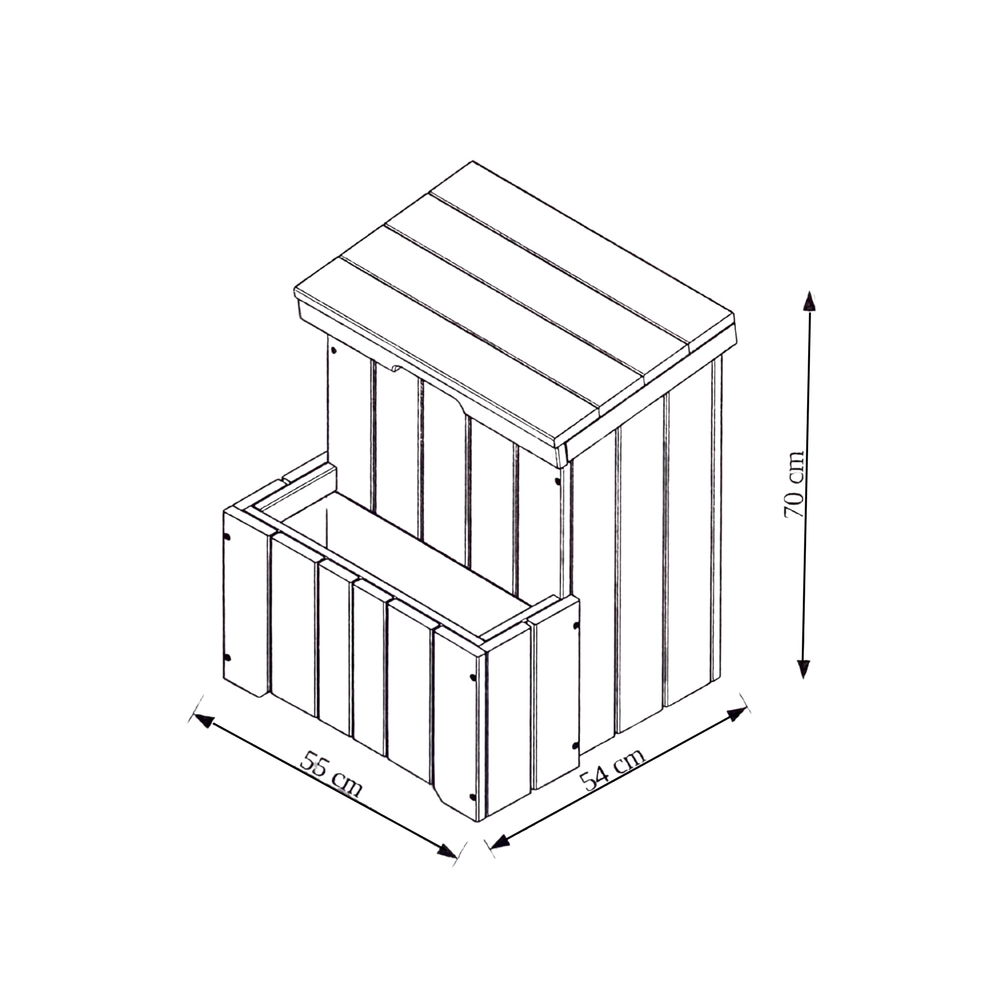 Paketbox mit Pflanzkübel aus Holz 50×56×70 cm Abschließbar Wasserdicht Paketbriefkasten