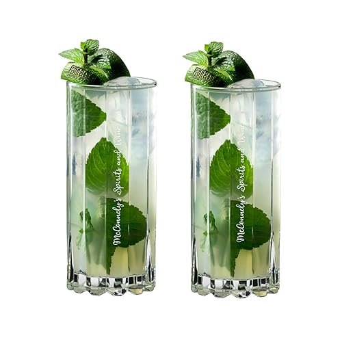 Riedel Personalized Drink Specific Glassware Highball Glass Pair, Set of 2 Custom Engraved Hiball Glasses for Mixed Drinks, Cocktails Served with Ice, Home Bar Accessories