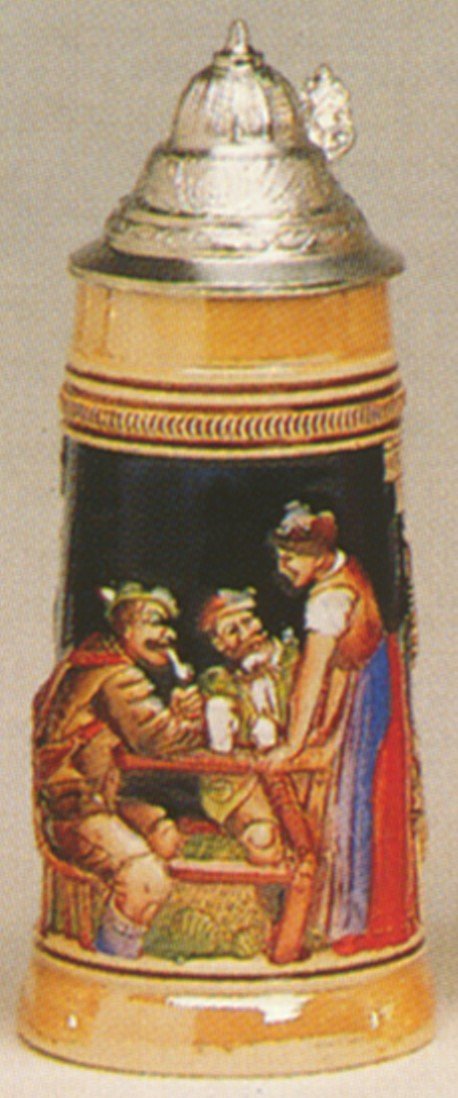 KING Jarra de cerveza alemana de los alpes con pinturas de Franz Defregger, jarra 0,5 litros