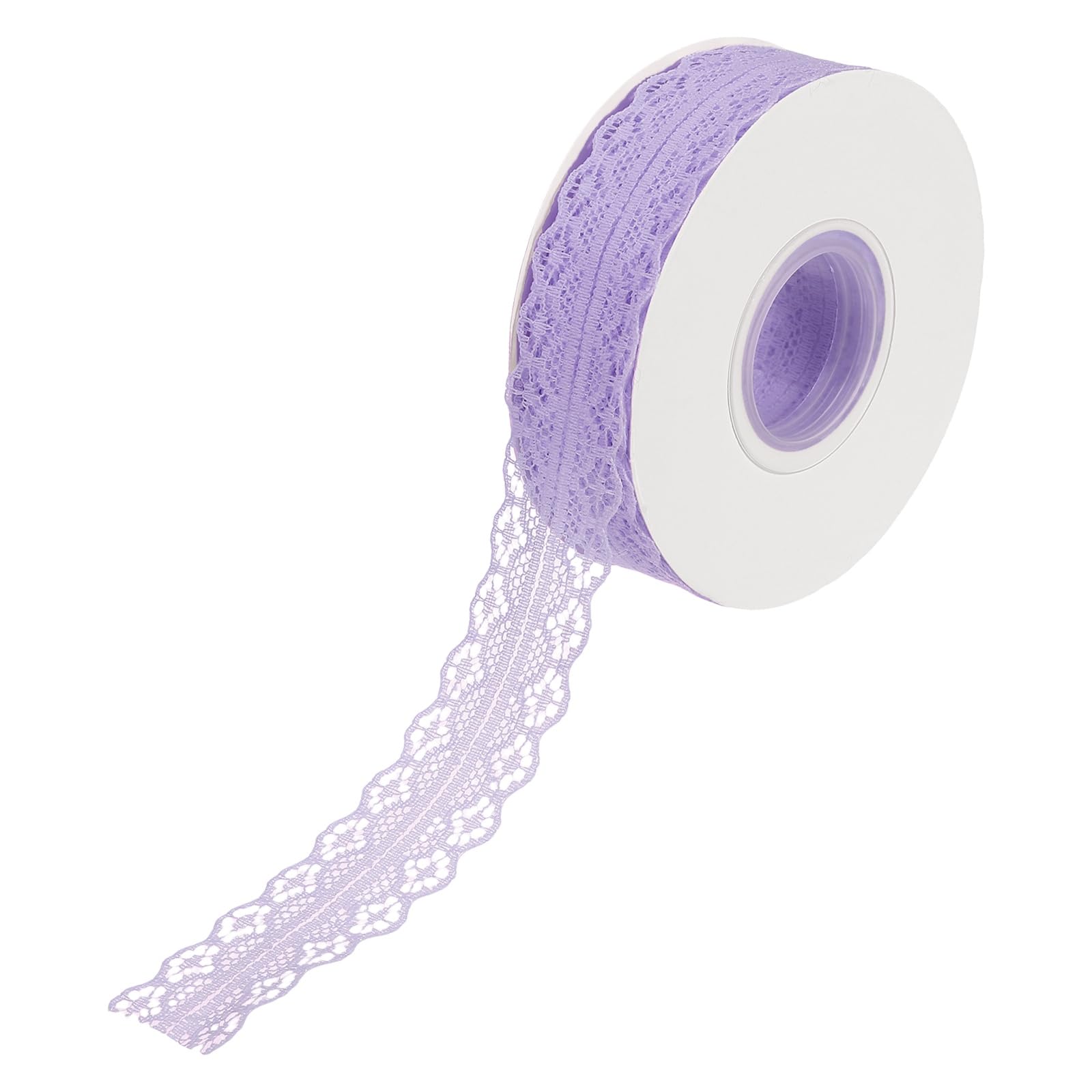 sourcing map 1.2 Inch Wide 15 Yard Lace Ribbon Floral Pattern Light Purple Lace Trim Ribbon for Gift Wrapping Bouquets, Wedding Decor Sewing Making, and DIY Crafts
