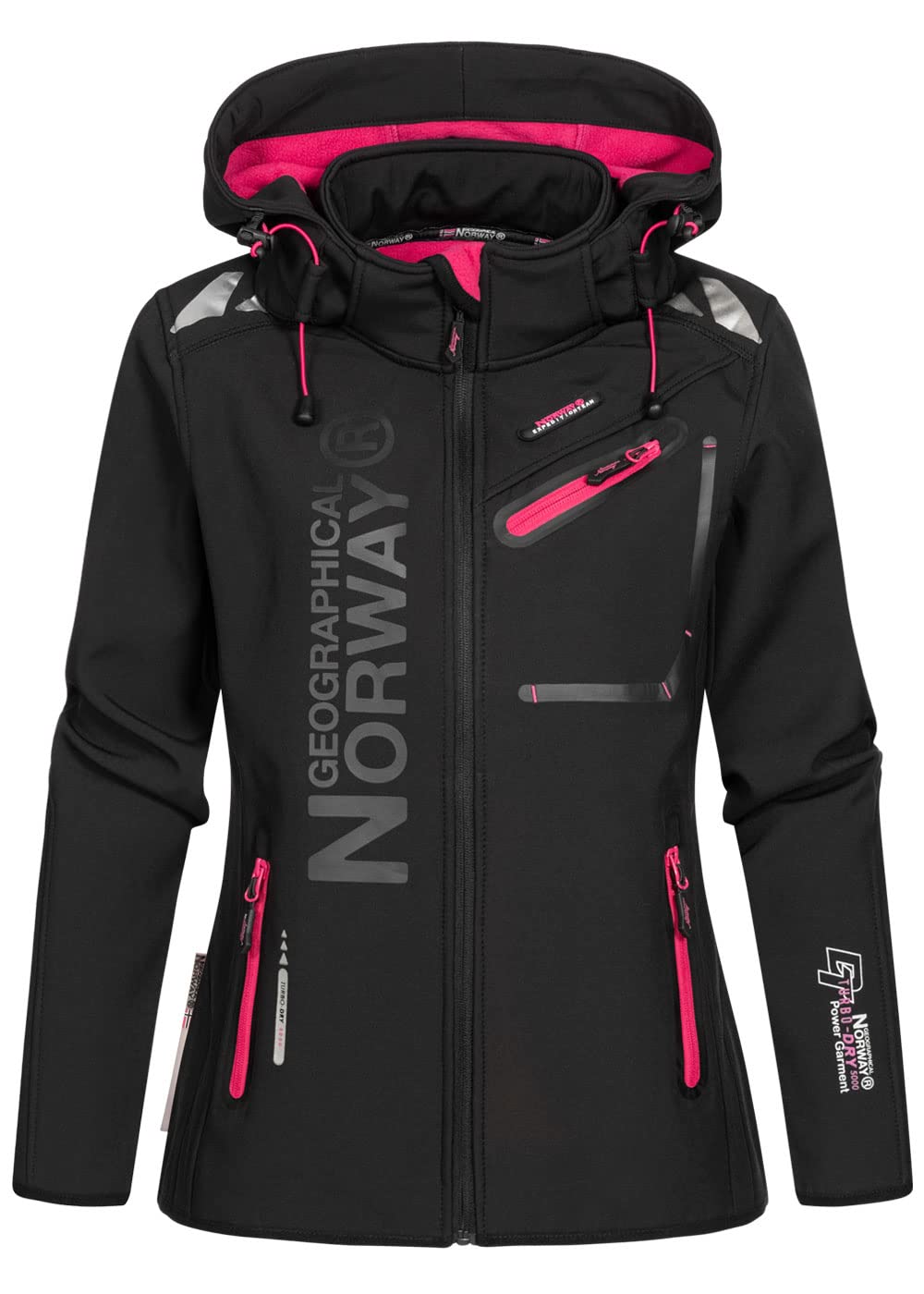 Geographical Norway REINE LADY - Giacca Softshell Impermeabile Donna - Giacca Cappuccio Softshelljacke - Giacca Invernale Antivento - Attività All'aperto Regolabile