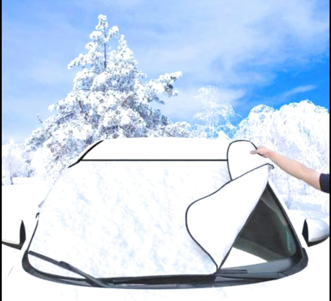 Fifth Gear® Car Windshield Cover, Heavy Duty Ultra Thick Protective Windscreen Cover - Snow Ice Frost Sun UV Dust Water Resistent - Pefect Fit for Cars SUVs All Years Summer/Winter