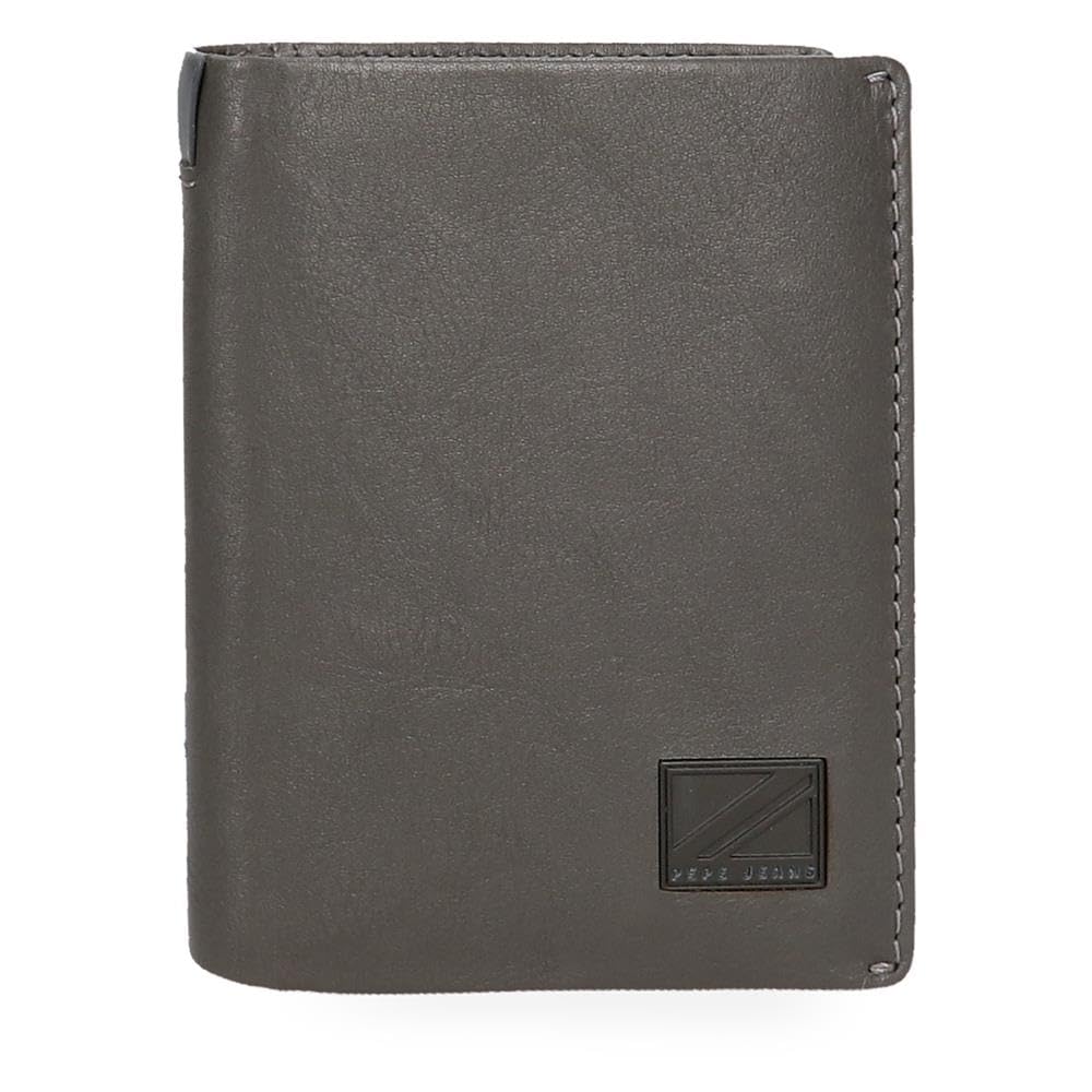 Pepe Jeans Marshal Vertical Wallet with Purse Grey 8.5 x 10.5 x 1 cm Leather, Grey, One Size, Vertical Wallet with Coin Purse