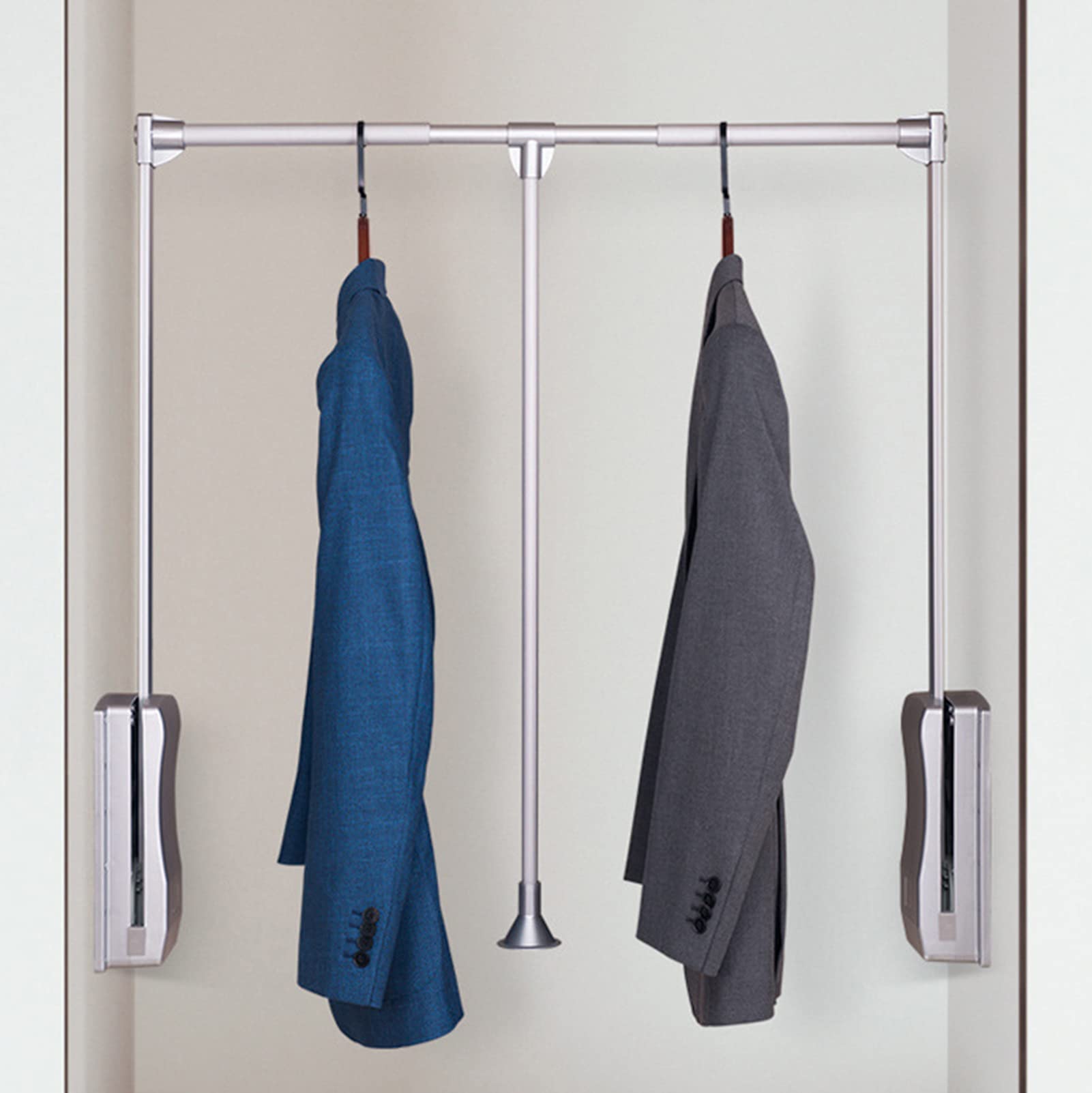 GTHTUHFD Extendable Pull Down Closet Rod, Adjustable Retractable Wardrobe Hanger, Clothing Rail Lift Organizer Grey-650to850mm