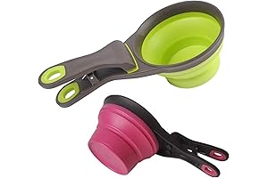 Multifunctional 3-in-1 Collapsible Pet Scoop Measuring Cups and Bag Clips (Set of 2)