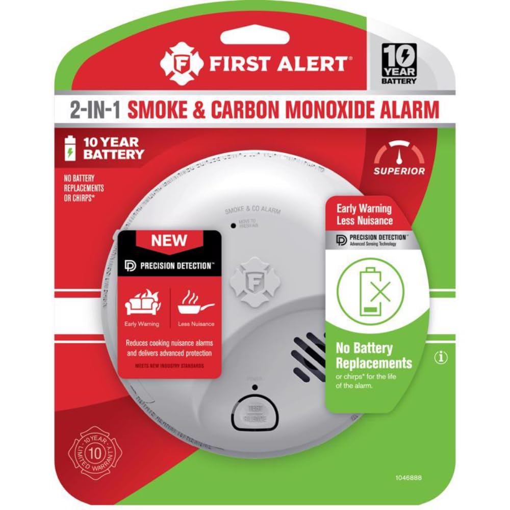 10-year battery 2-in-1 smoke & carbon monoxide alarm by first alert
