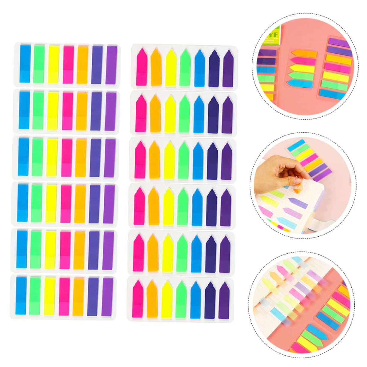 HOMSFOU 36 Juegos De Pestañas De Índice De Página Kit De Suministros Para Para Anotaciones Papelería Adhesiva Marcadores Fluorescentes Marcadores De Página De Libro Pegatinas