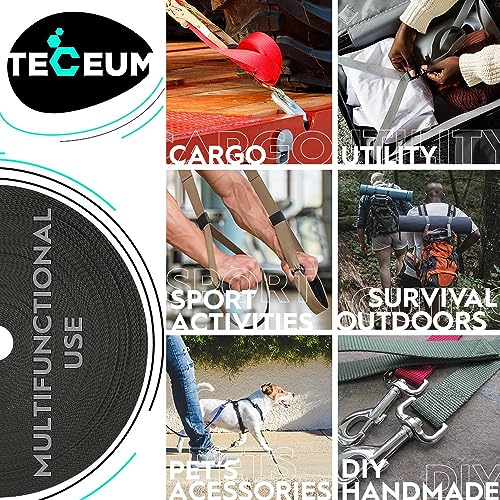 Image of TECEUM 3 /4 inch & 5 /8 inch & 1 inch & 1.5 inch & 2 inch Webbing - 10 25 50 Yards - 40+ Colors - Heavy Duty 1 Inch 1.5 Inch 2 Inch Backpack Straps - Webbing for Outdoors Indoors Crafting DIY