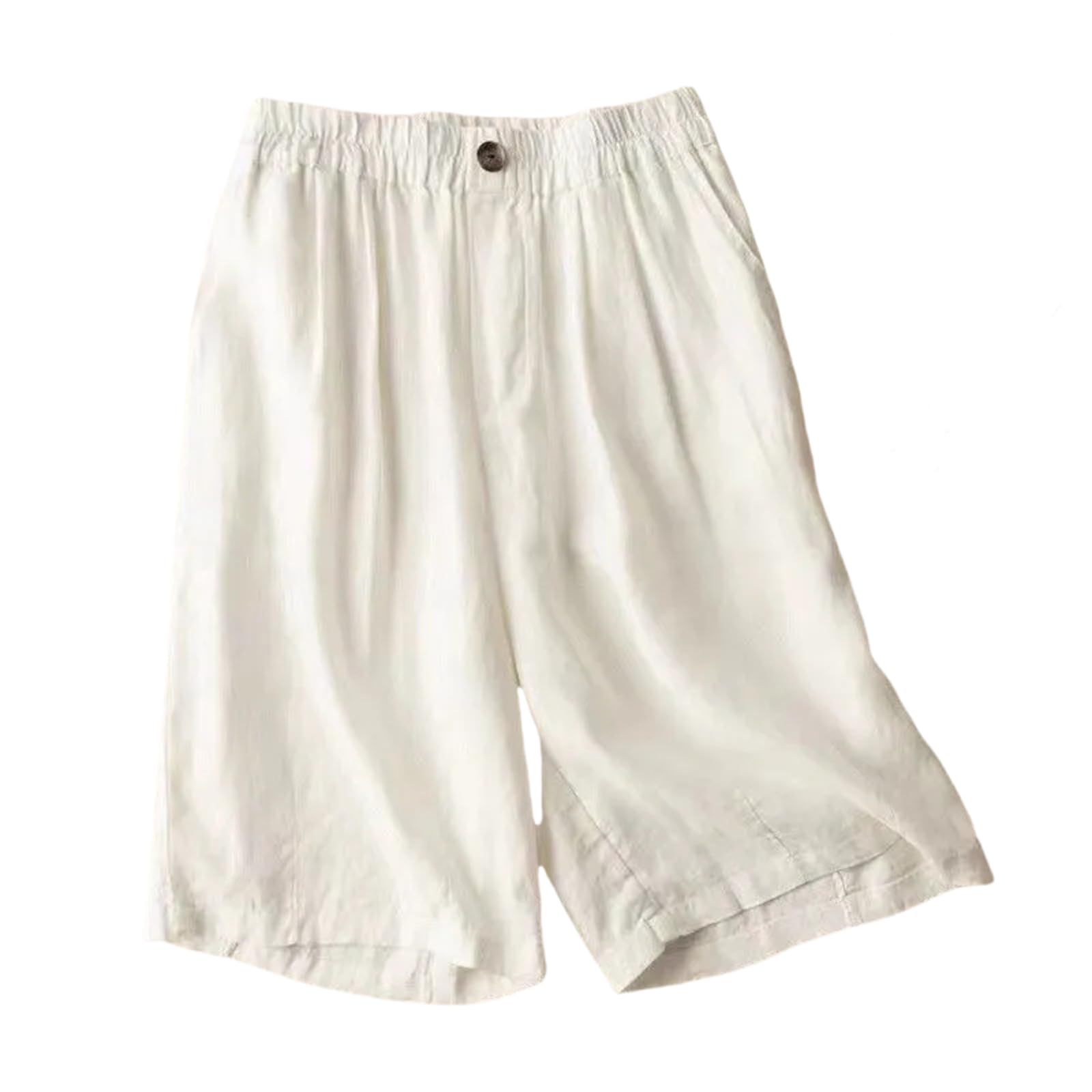 FRANCISUN Bermudas de algodón y lino para mujer, ajuste holgado, longitud hasta la rodilla, pantalones cortos de entrenamiento, pantalones cortos casuales de verano