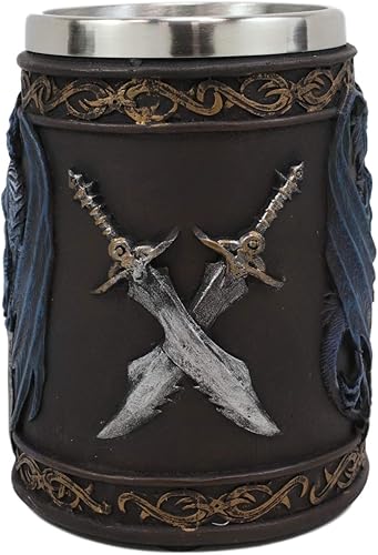 Miniatura 4 de Ebros Ruth Thompson Dragon's Lair Collection Dragón alado con espada divina, taza de café de 14 onzas con forro de acero inoxidable medieval