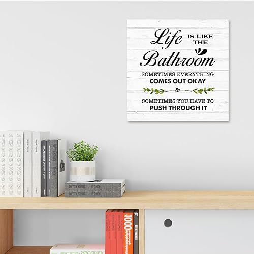 Miniatura 4 de Arte de pared con texto en inglés Life is Like The Bath, divertido arte de pared de baño, póster de lienzo con marco de lienzo para decoración de