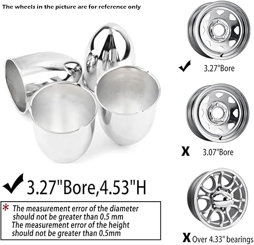 Miniatura 5 de Rheedal 4 tapas centrales de rueda de remolque de 3.27 pulgadas, orificio de 3.27 pulgadas, 4.53 pulgadas de alto, para camión, SUV, RV, llanta,