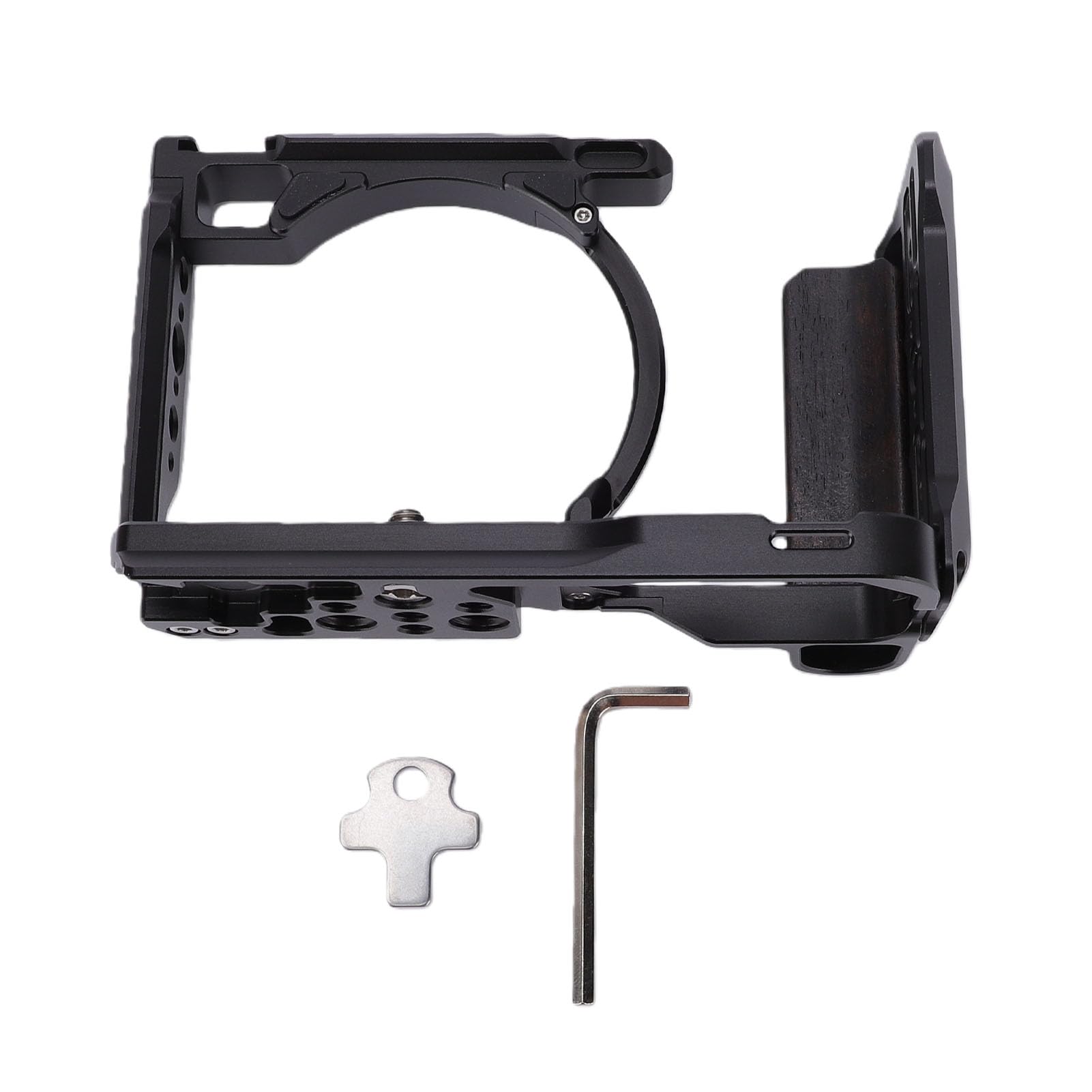 Generic Gabbia di Protezione per Fotocamera in Lega di Alluminio per Impianto di Produzione Video ZR con Supporti Filettati Versatili, Supporto per Slot Arca da 38 Mm per Creatori di Contenuti (BLACK)