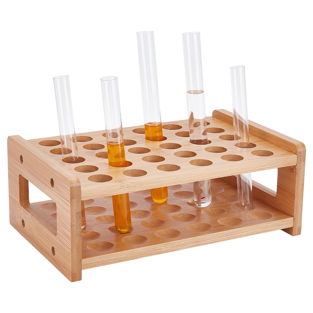 UNICRAFTALE Wood Test Tube Rack 30-Holes Rectangle Lab Rack Multi-Use Cylinder Tube Display Racks 22mm Diameter Lab Supplies Tubes Holder for Tests Tubes Chemistry Laboratory 23.8x16x9.5cm