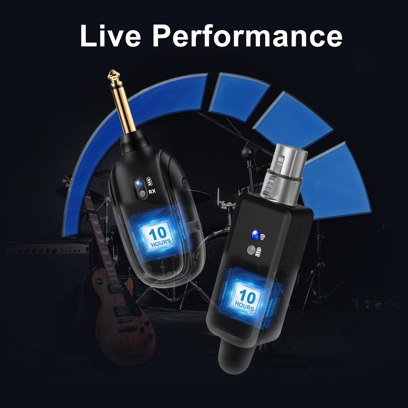 Wireless Microphone Transmitter Receiver 2.4GHz, XLR Microphone Wireless System, Rechargeable Wireless Mic Adapter for Audio Mixer, Dynamic and Condenser Mic, Guitar, Bass