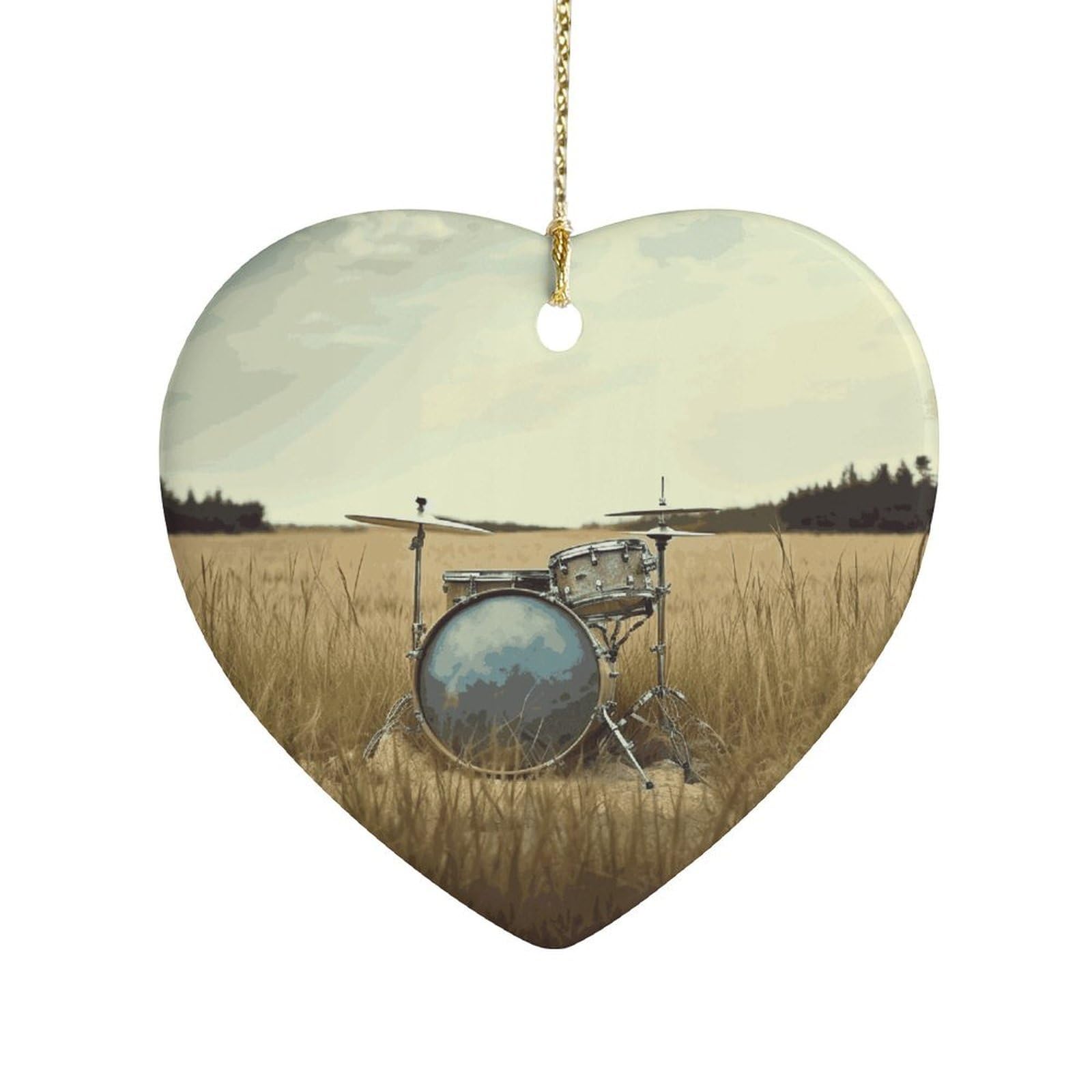 Fekiloot Style Music Drum In Field Ceramic Ornament Home Decor Keepsake