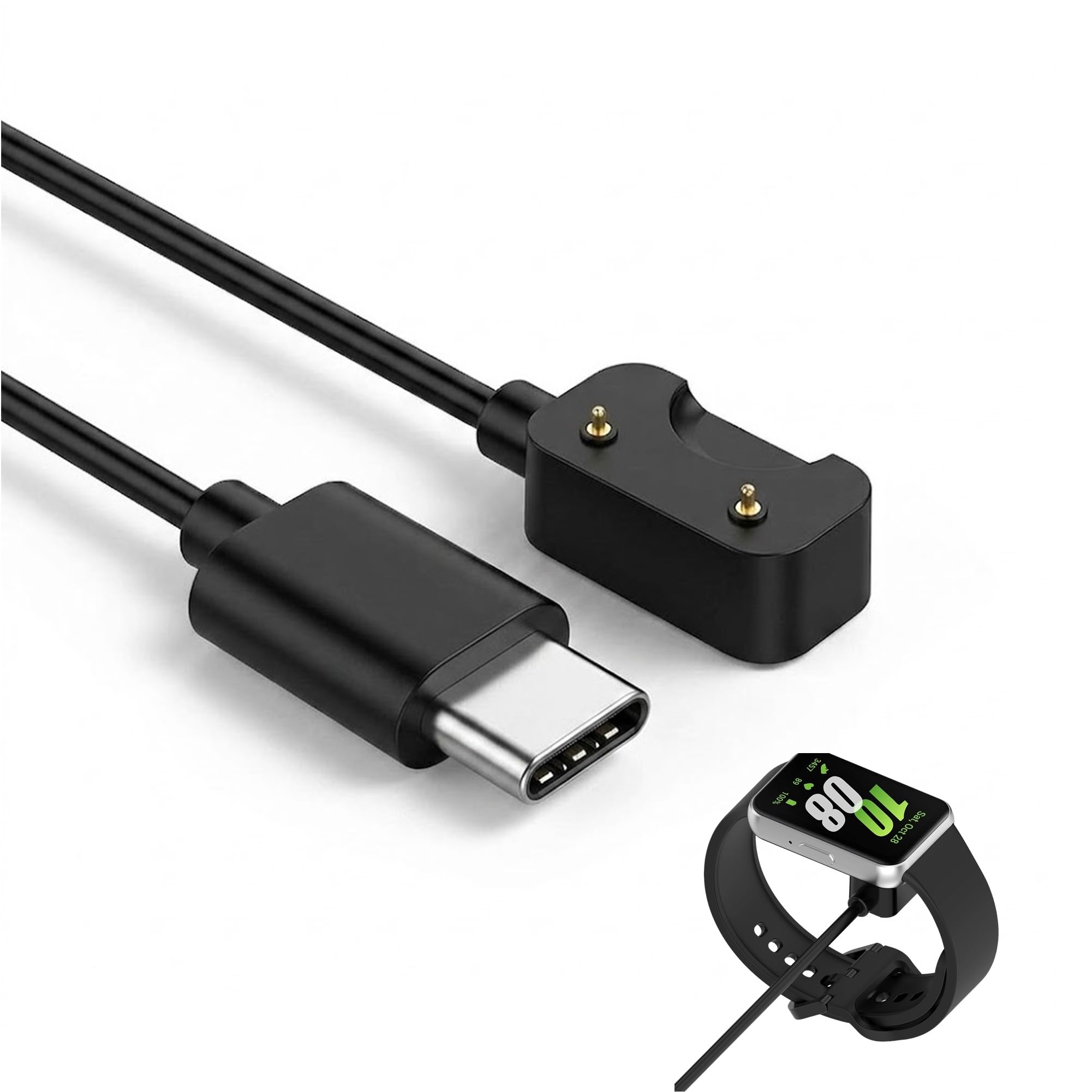 Wisely Magnetic Charger for Samsung Galaxy Fit 3 Band Typc-C Charging Cable | 2-Pin SM-R390 Replacement Smart Watch Fast Charger Cord-image-19