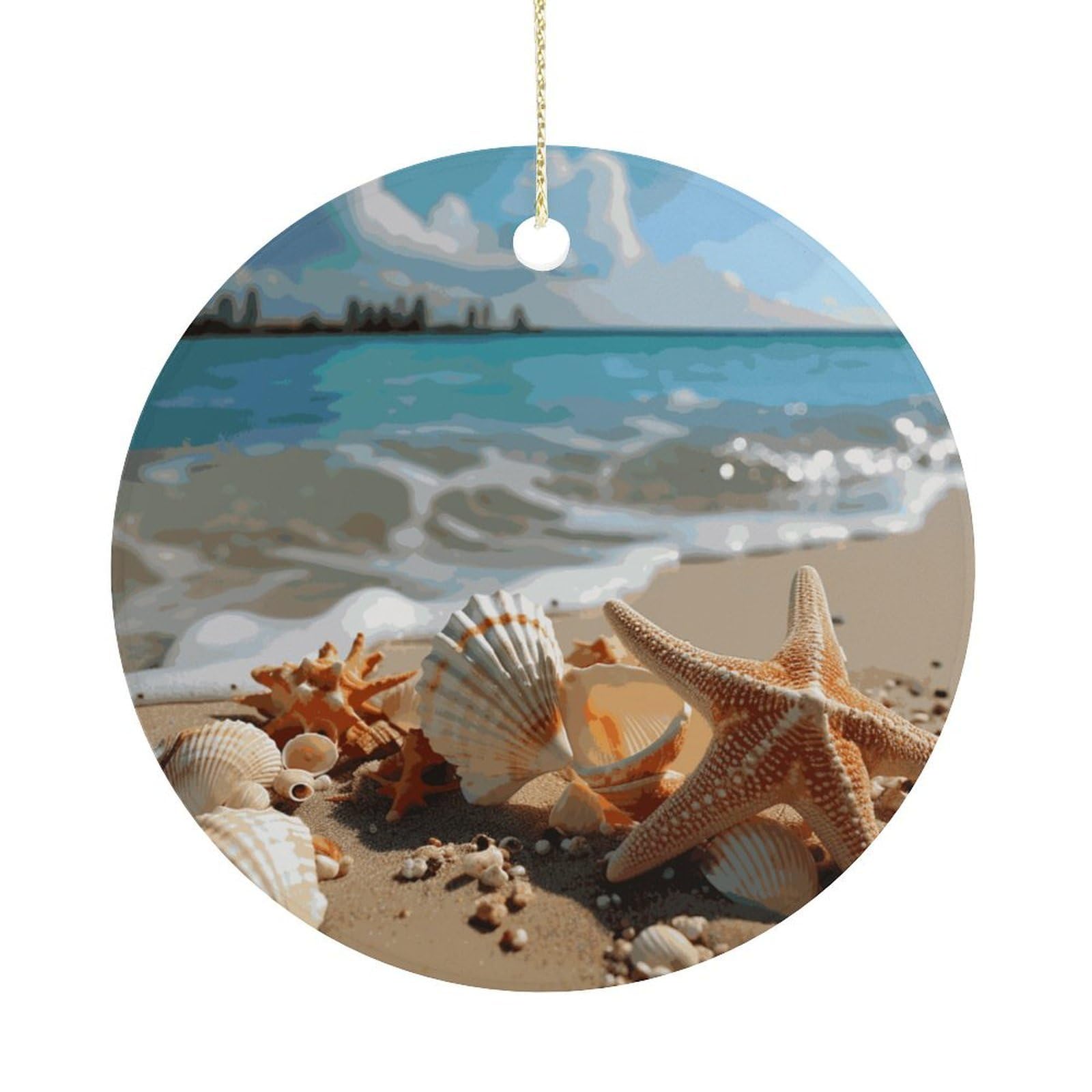 Adfgyerh Women's Style Seashells Starfish On Beach Hanging Ceramic Ornaments, Christmas Tree Decorations, Funny Home Decor Gifts For Sisters & Work Best Friends