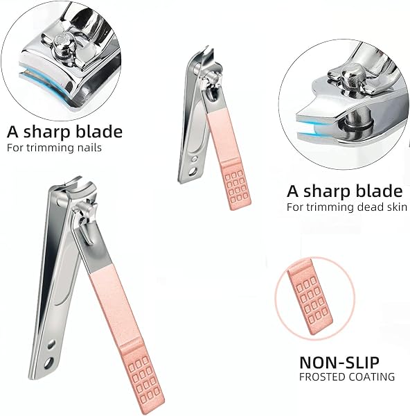 Juego de cortaúñas de acero inoxidable para mujeres y hombres, herramientas de cuidado personal con estuche de viaje portátil, herramientas de manicura y pedicura, kit de aseo para mujeres y hombres - 5