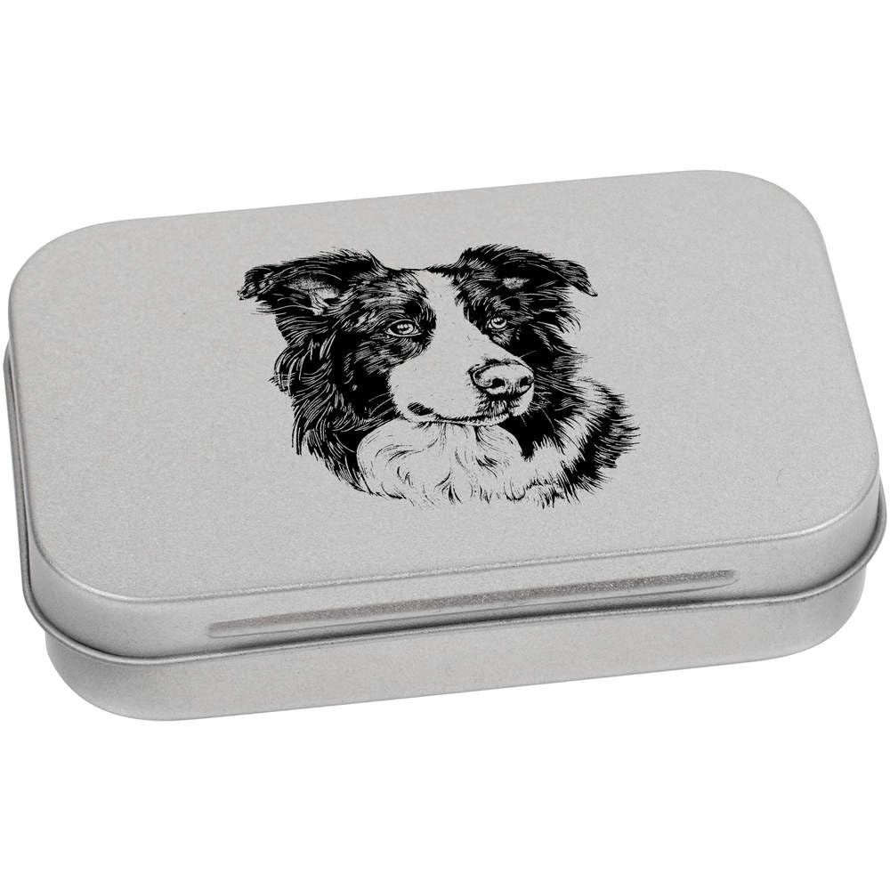 Azeeda 95mm 'Border Collie With Ball' Metal Hinged Tin/Storage Box (TT00207705)