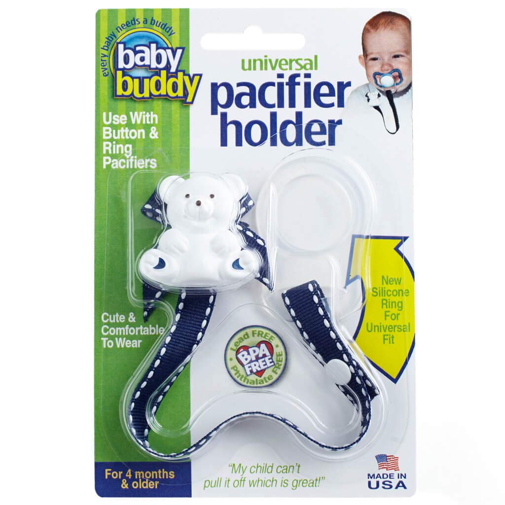 Baby Buddy Pacifier Clip Holder, Newborn Essential with Universal Fit for all Binky and Teether Brands, Ages 4+ Months, Navy & White, 1 Pack Baby Buddy Pacifier Clip Holder, Newborn Essential with Universal Fit for all Binky and Teether Brands, Ages 4+ Months, Navy & White, 1 Pack