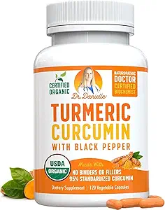 Organic Turmeric Curcumin with Black Pepper Extract 2000mg - High Absorption Ultra Potent Supplement - 95% Curcuminoids - Vegan, Non GMO for Joint Support - 120 Capsules