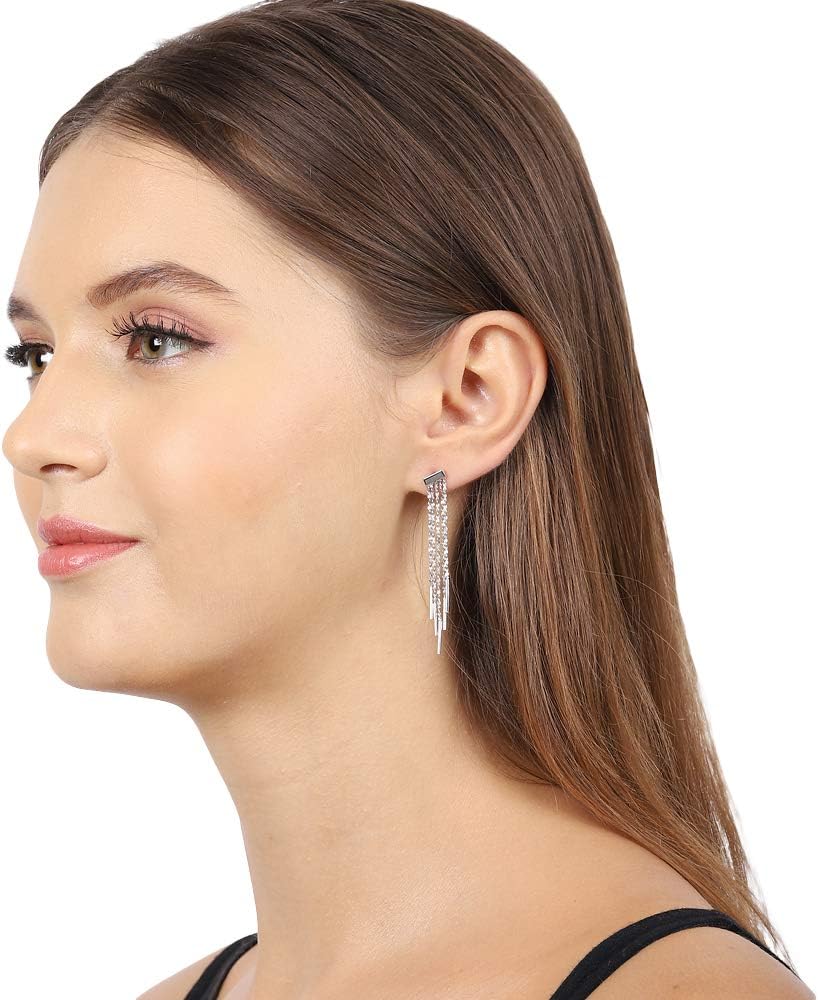 Vanbelle Sterling Silver Jewelry - Rhodium Plated with 925 Stamp - Wind Chime Tassel Earring - Elegant Beautifully Handcrafted for Women