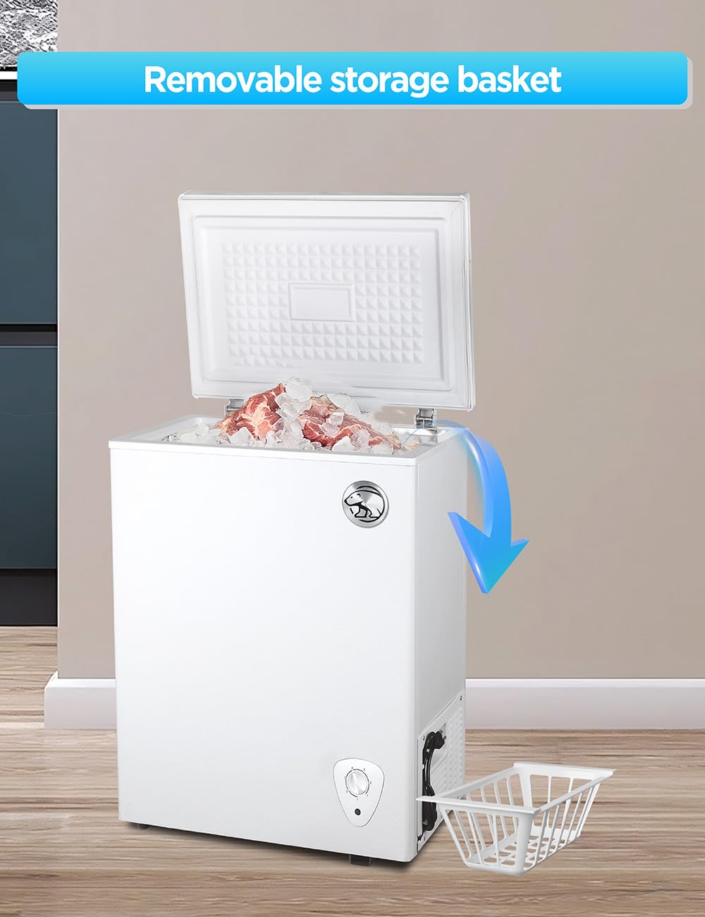 Commercial Cool 1.8 Cu. Ft. Compact Chest Freezer, Textured Finish, Deep Freezer for Frozen Food Storage, Removable Storage Basket, Mechanical Temperature Control, R600a Refrigerant, CCFW18, White on Fridge.com