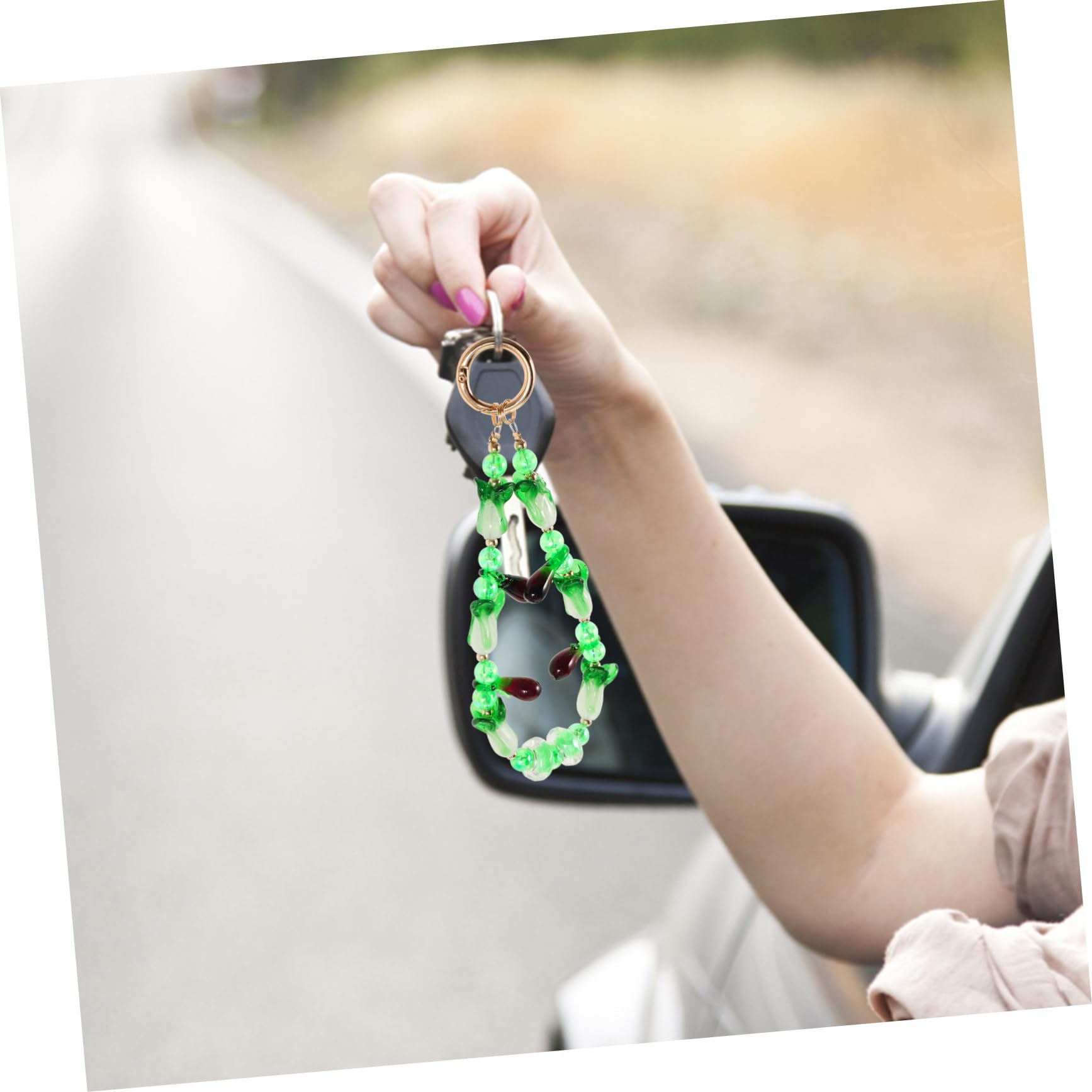 5 Piezas Colgante Con Cuentas De Berenjena Colgante Vegetal Simulado Llavero De Cadena Bolso Monedero Encantos Llavero De Coche Llavero Feng Shui Llavero Chino Feng Shui Metal