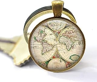 Mappa del mondo Globo, Portachiavi Vintage Globe Keychain, Mappa del Mondo Art Keychain, Regalo per insegnanti, avventuriero di Viaggi del Mondo