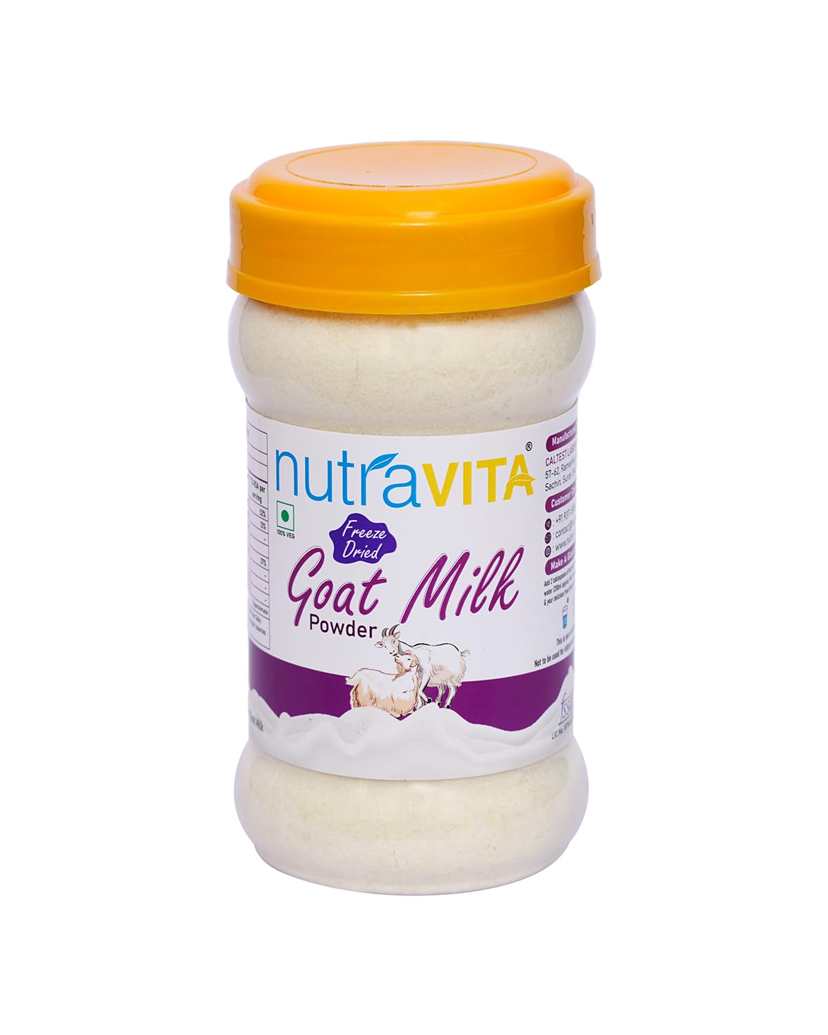 Nutra Vita Freeze Dried Goat Milk Powder 500g (Natural, Gluten Free, No Preservatives) Packed in 100% Food Grade reusable PET Bottle