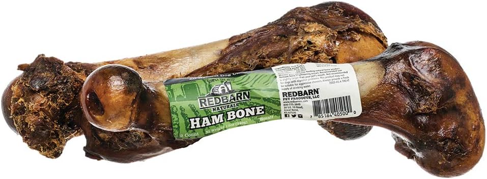 Redbarn Ham Bone Dog Chew, Medium, 2 Pack