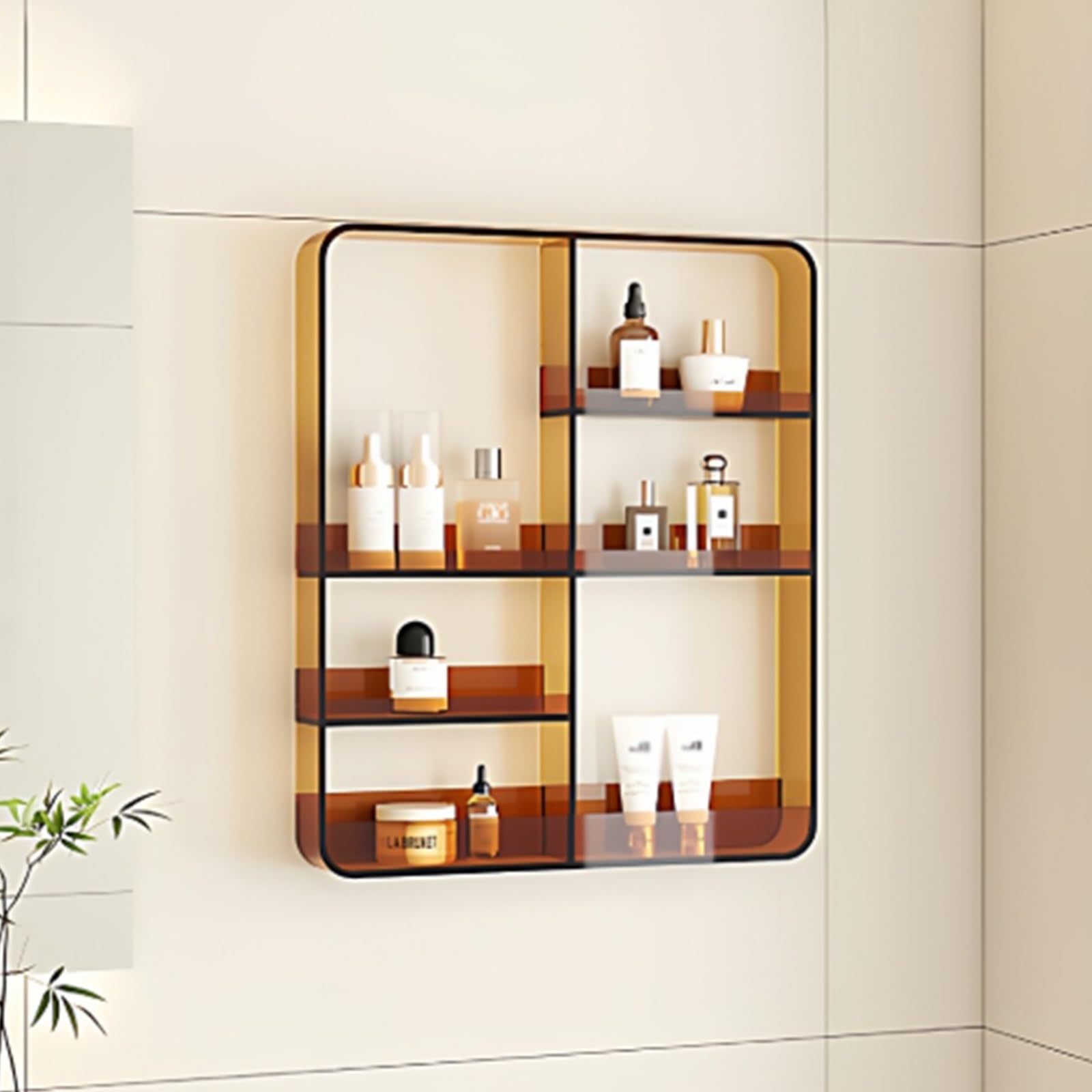 Dexinhdh B Wall Mounted Acrylic Storage Rack, Invisible Floating Ookshelf, Multi-Tiered Sectional Storage, No-Drill Athroom Corner Shelf For Edroom, Athroom, Kitchen(B)