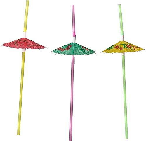 Miniatura 2 de Comfy Package 50 unidades Pajitas de paraguas, pajitas de cóctel de plástico flexibles, palos Swizzle de colores surtidos, mini pajitas de paraguas