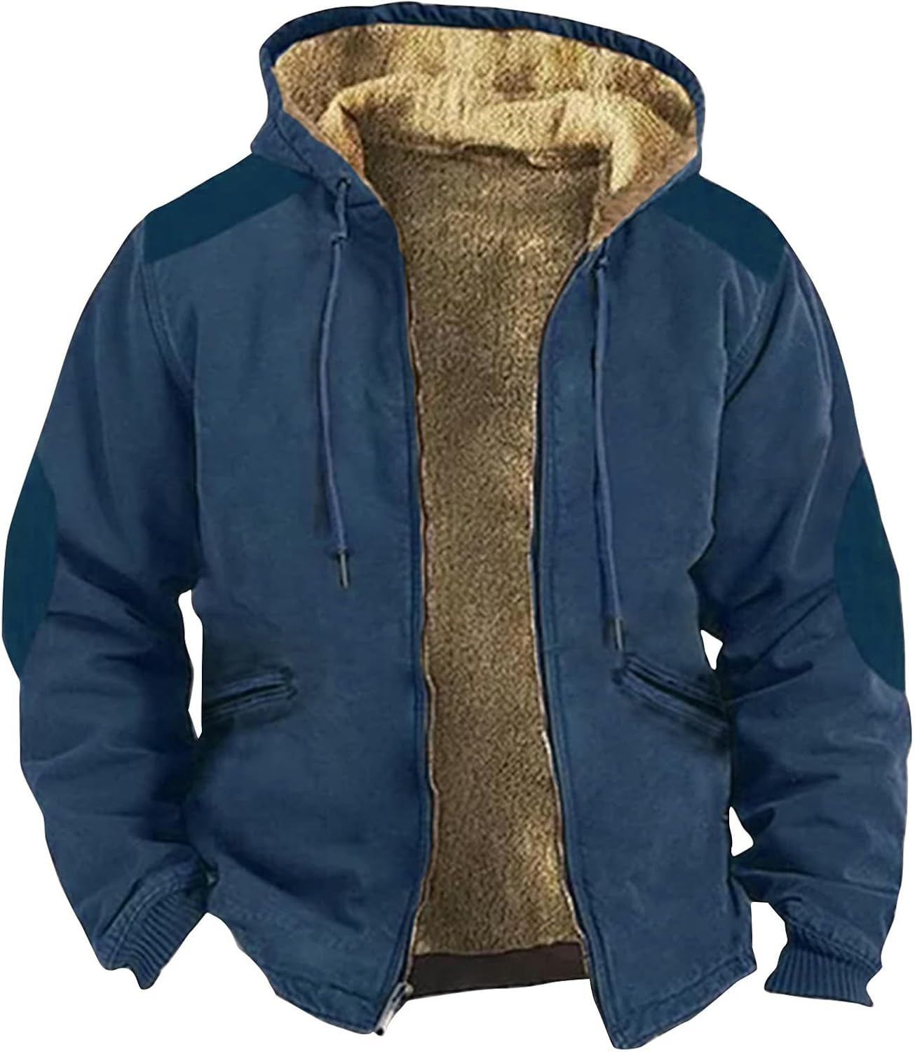 RTRDE Men's Winter Coats Thick Sherpa Lined Zip Fleece Hoodie Jacket Coat Outwear Chamarra Para Hombre, M-7XL