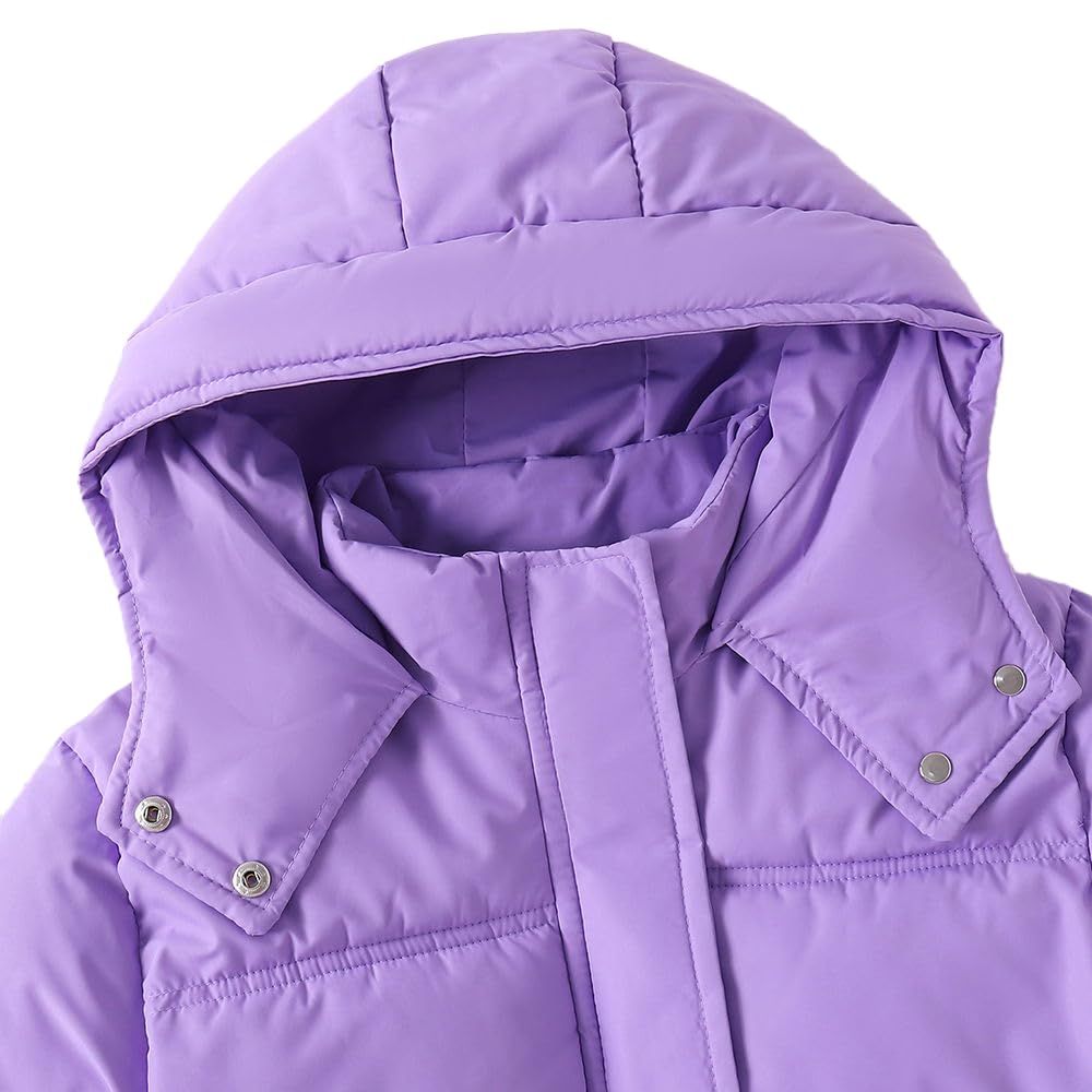 Hopscotch Girls Polyester Mini Length Long Coats in Lavender Color For Ages (11-12 Years) 1