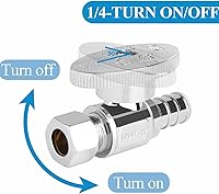 Vista 3 de WiseWater Válvula de parada recta 1/2" PEX x 3/8" de compresión, giro de 1/4 con 5 abrazaderas de acero inoxidable, válvula de cierre de latón