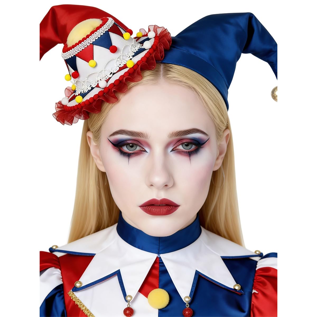 BPURB Women Circus Clown Jester Hat Lolita Crown Mini Top Hat Halloween Costume Headband Tiara for Carnival Cosplay Party — image 1