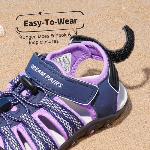 Image of DREAM PAIRS Unisex Summer Water Athletic Sandals | Closed-Toe Protection Quick-Drying Upper Comfort Footbed Durable Non-Slip Sole Hook-And-Loop Outdoor Sport Walk Hike
