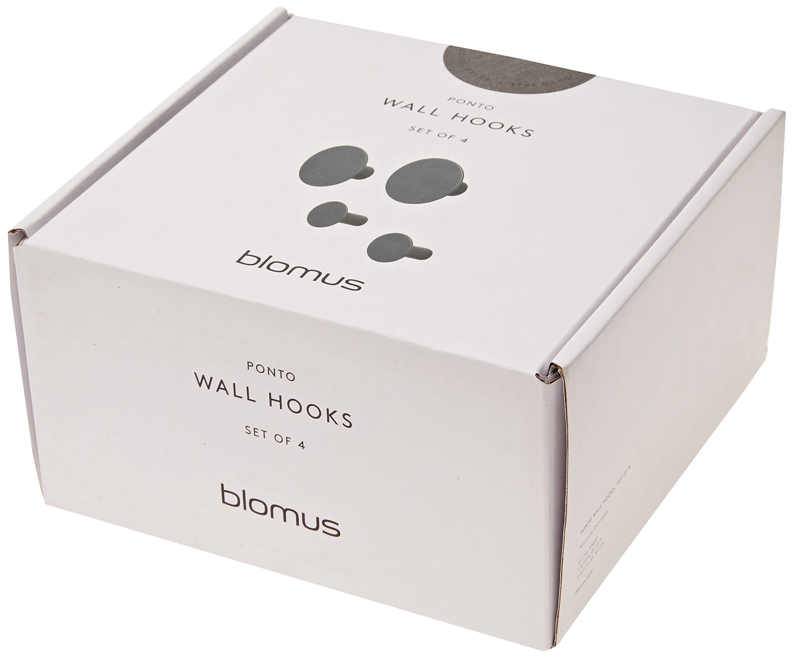 Blomus Set di 4 ganci da parete, moderna colorazione canna di fucile, di alta qualità, materiale di fissaggio, 2 pezzi diametro 8,5 cm, 2 pezzi diametro 5 cm, altezza 45 mm, canna di fucile, 65800