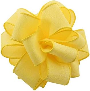 Berwick Offray DWI Linen Wired Edge Ribbon-1-1/2 Wide X 50 Yards-Yellow Ribbon