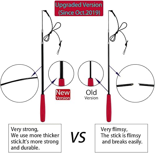 Miniatura 3 de Varita de juguete retráctil para gatos, 12 paquetes de juguetes interactivos de plumas para gatos, 9 recambios surtidos con campana para gatito