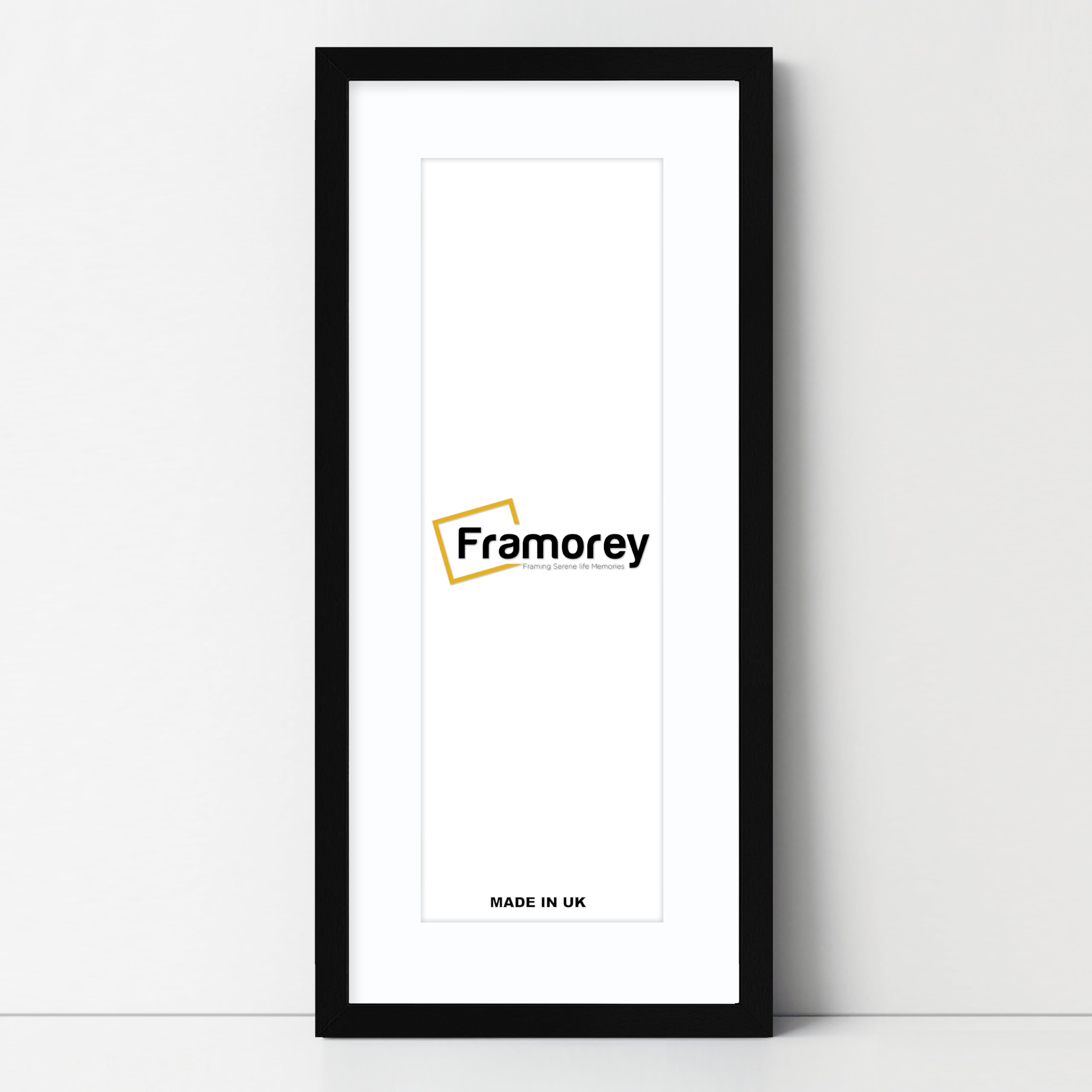 Framorey Framing Serene Life Memories Black With White Mount Framorey Oxford Thin Picture Frame, 26X12" Black Photo Frame With 22X8" White Mount, Art Poster Frame, Photo Print Frames, With A High Clarity Styrene Shatterproof Perspex Sheet