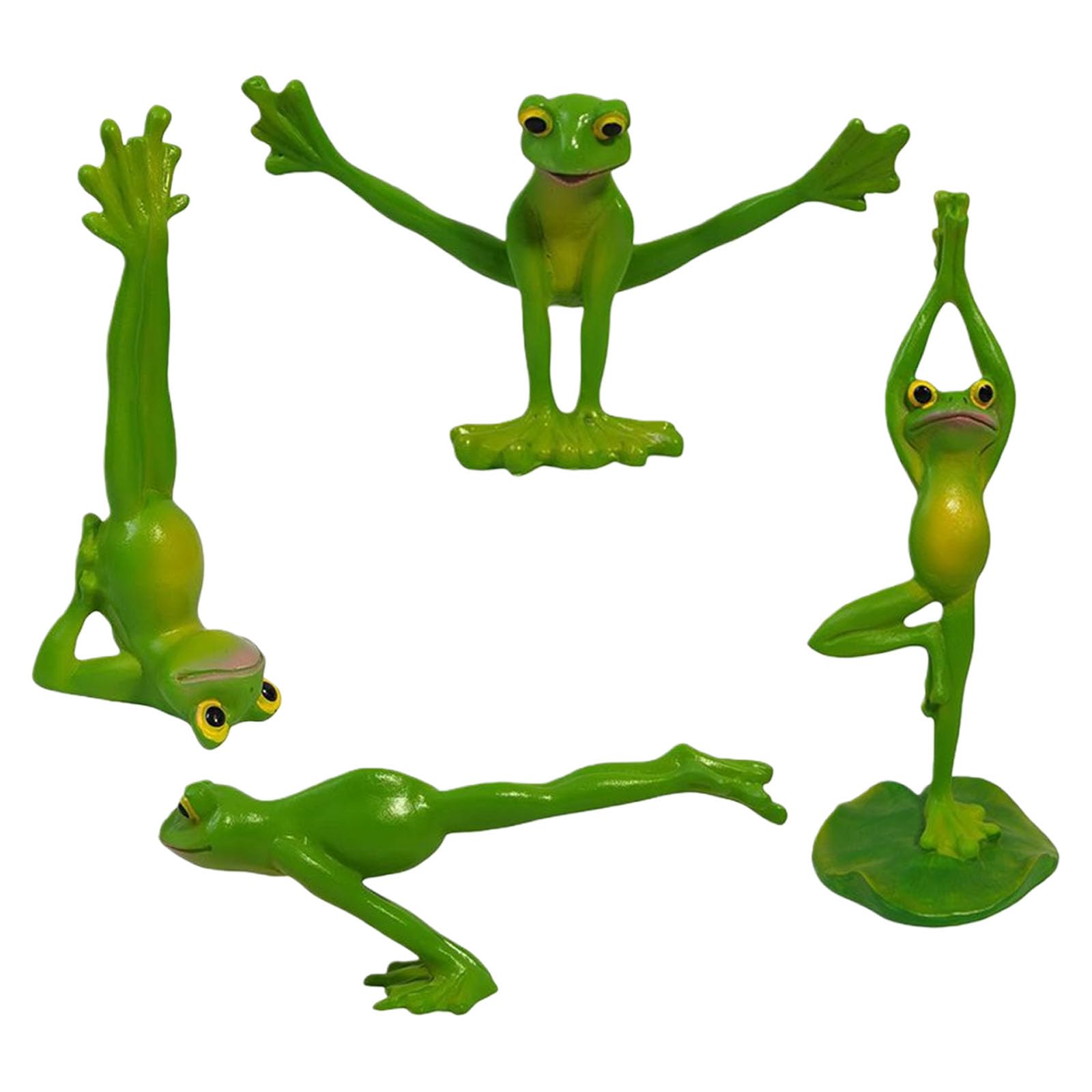 Grenouilles de yoga en résine : lot de 4 figurines décoratives pour salon et bureau