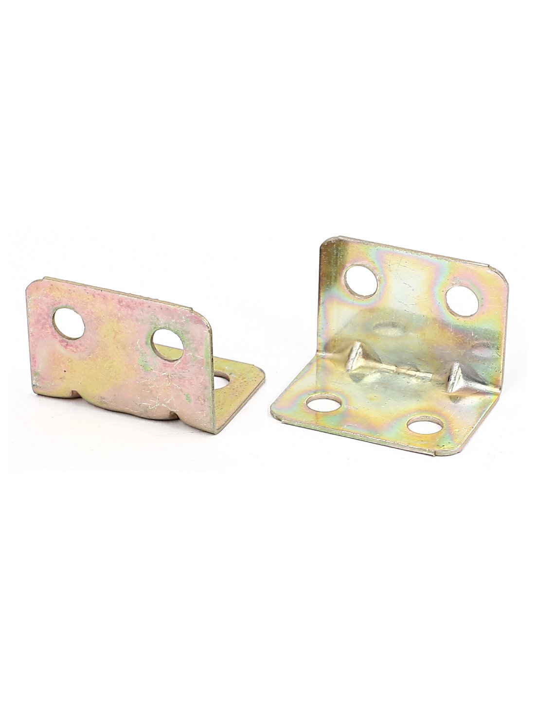 Aexit 20mmx20mm L Clamps Shape Shelf Corner Brace Plate Right Angle Bracket Bronze Strap Clamps Tone 30pcs