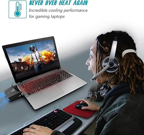 Miniatura 6 de Almohadilla de enfriamiento para laptop, enfriador para laptop con pantalla de temperatura, enfriamiento rápido, detección automática de