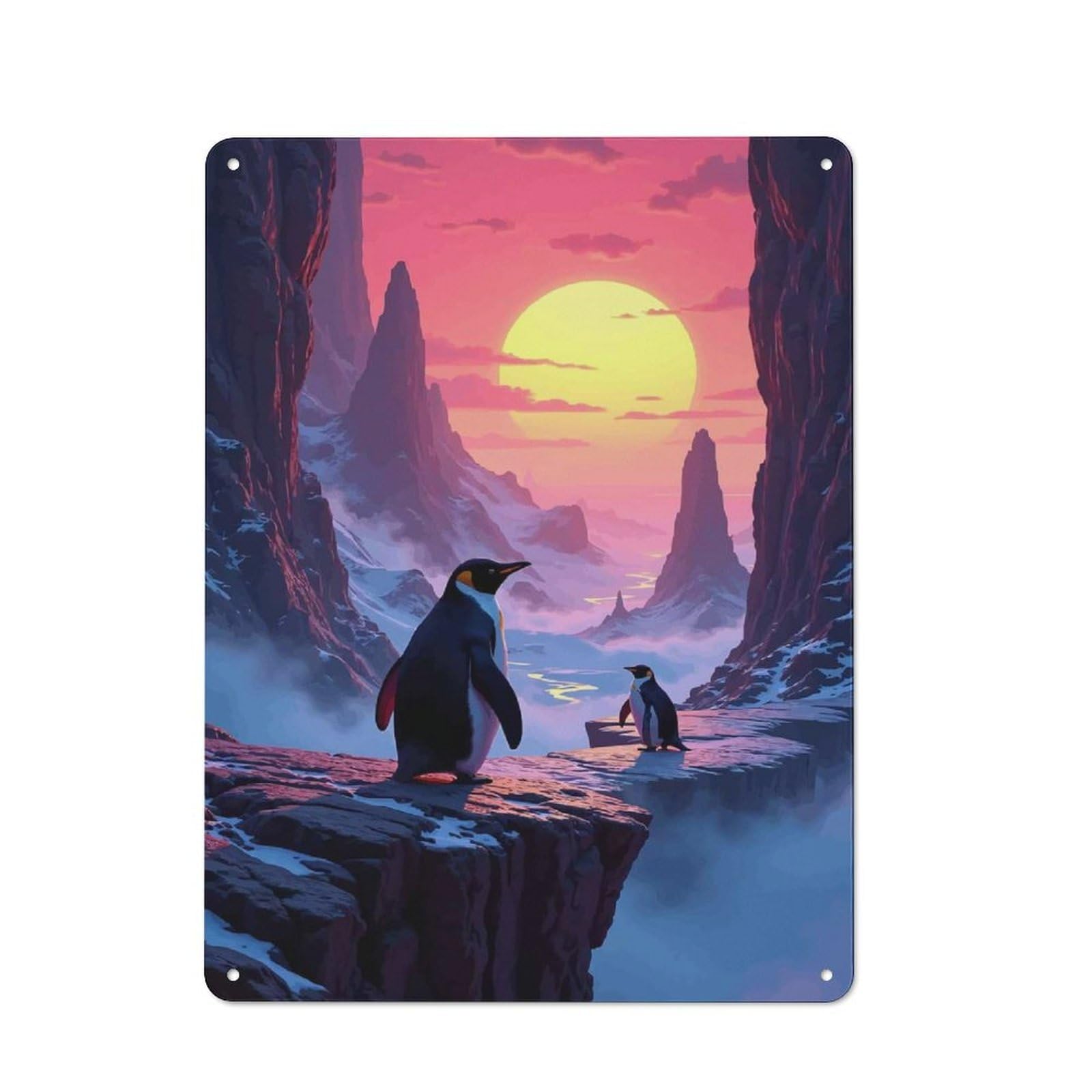 Junmoney Style-23 Penguins At Sunset Vintage Tin Sign 40X30cm, Rustic Bistro Wall Plaque For Coffee Bar, Kitchen, Bistro Or Tea Corner