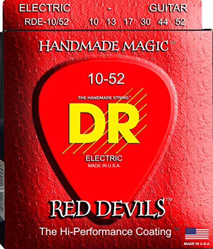 DR E EXRD RDE-10/52 Extra Red Devils Jeu de cordes pour guitare électrique 10-52 - Les Beatles, Paul McCartney, John Lennon, RIngo Starr, George Harrison DR E EXRD RDE-10/52 Extra Red Devils Jeu de cordes pour guitare électrique 10-52
