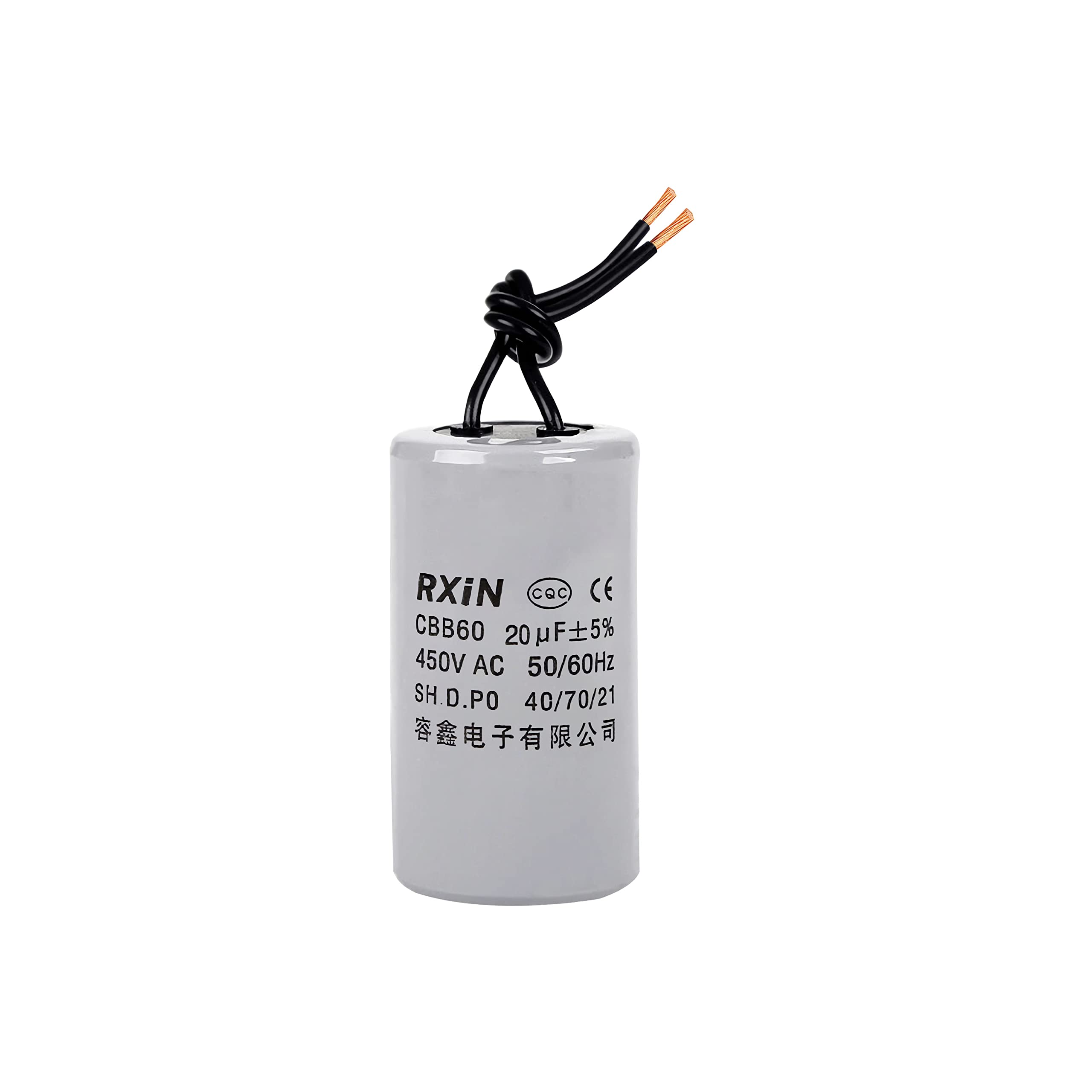CBB60 Run Capacitor 20uF 450V AC 2 Wires 50/60Hz Cylinder 42mmx70mm (DXL) for Washing Machine Air Compressor Water Pump Motor Refrigerators